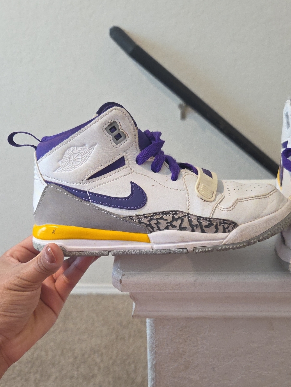 Jordan White Purple Accent High-Top Sneaker